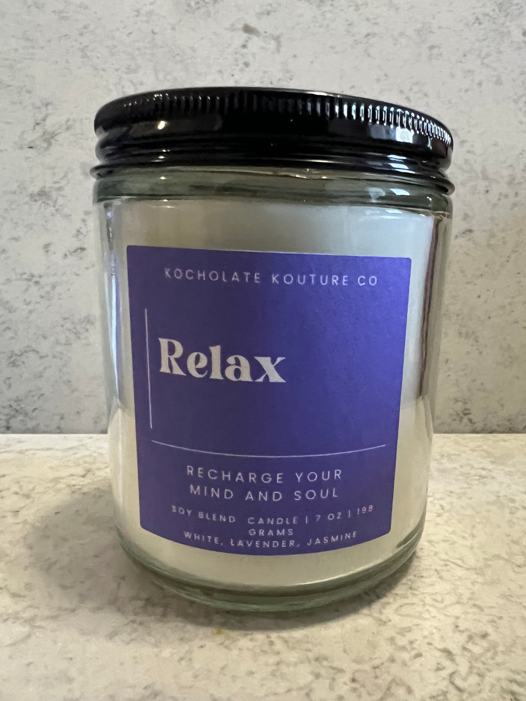 Relax Candle - Lavender White Tea Jasmine Scent